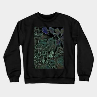 ORIENTAL PAGODA  FLORAL BIRD DECO DESIGN  POSTER ASIAN ART PRINT Crewneck Sweatshirt